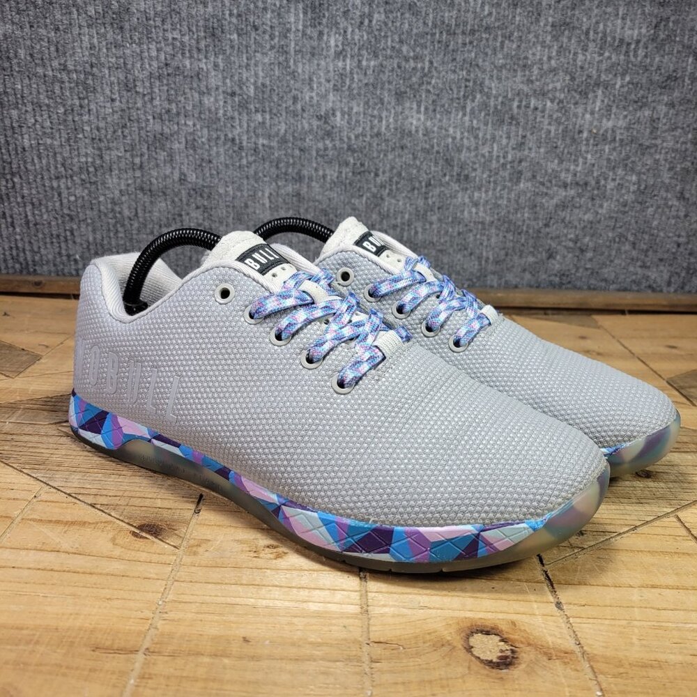 NOBULL Light Gray Athletic Shoes with Multicolor Geometric Trim